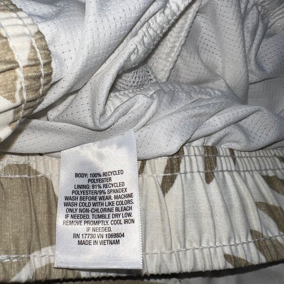 Goodfellow Swim Trunks Mens XXL Tan White Tropical Print Mesh Lined Drawstring - Picture 3 of 6
